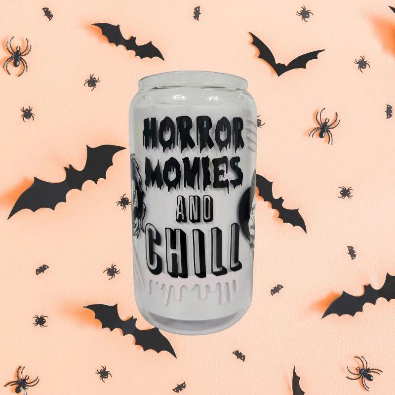 Horror Movies & Chill Color Changing Clear Glass Can