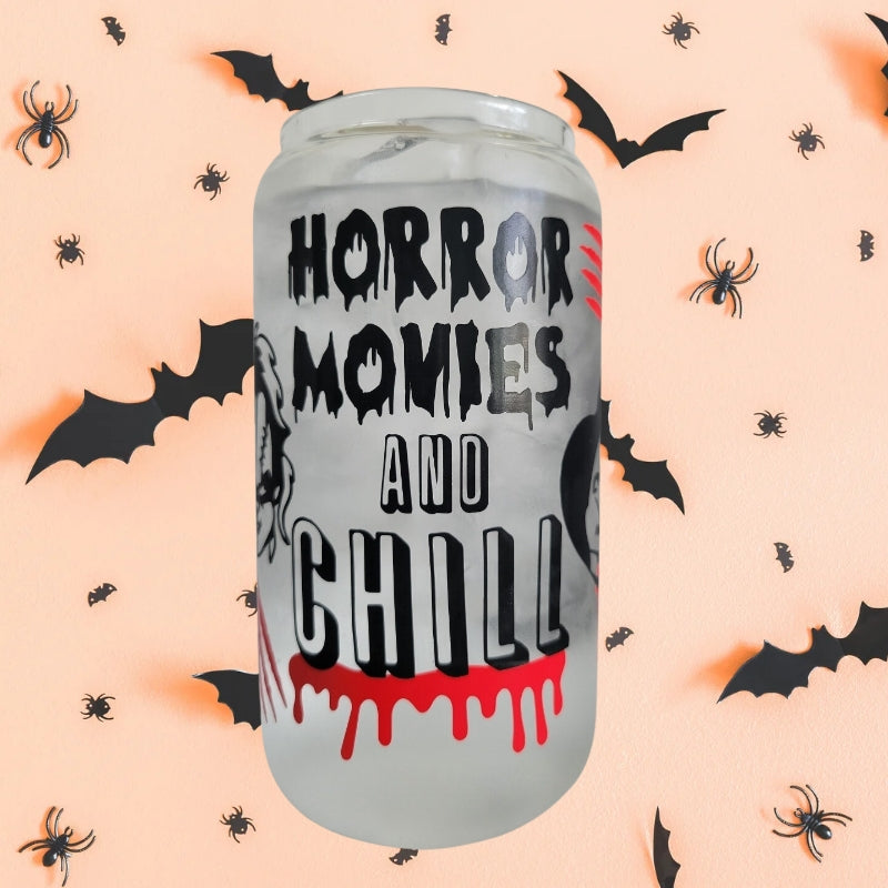 Horror Movies & Chill Color Changing Clear Glass Can