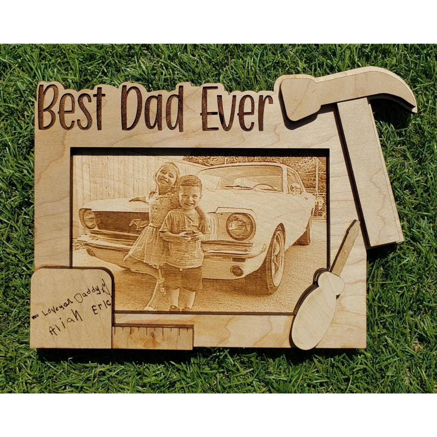 Father's Day Engraved Wood Photo