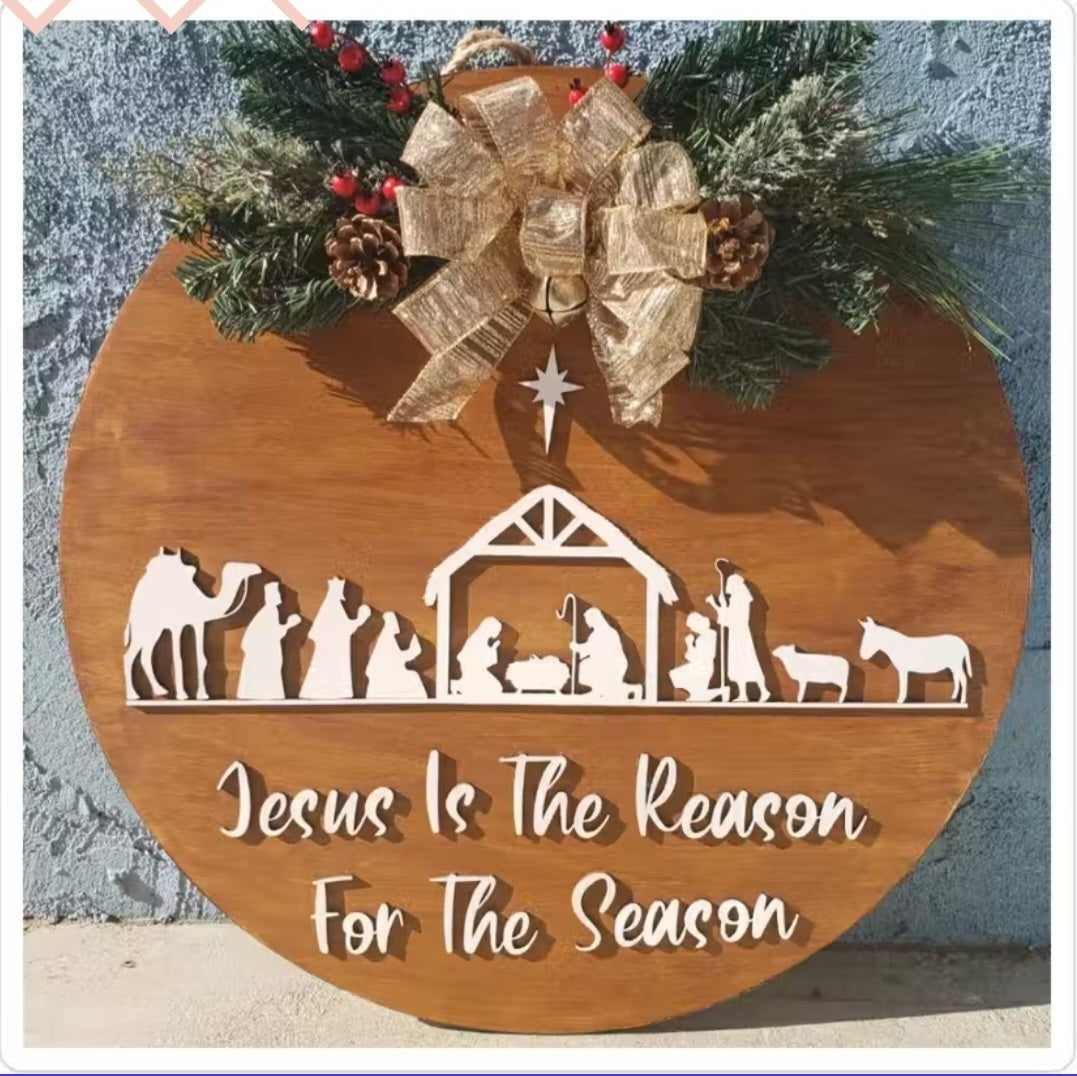 Jesus Is The Reason For The Season Novelty door hanger sign